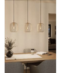 EGLO Lampada a Sospensione Romazzina 3 Luci Metallo Sabbia E27 900x200xH1100