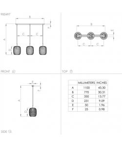 EGLO Lampada a Sospensione Romazzina 3 Luci Metallo Sabbia E27 900x200xH1100
