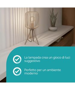Eglo lampada da tavolo Romazzina sabbia 43,5 cm E27 per soggiorno e camera