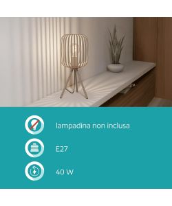 Eglo lampada da tavolo Romazzina sabbia 43,5 cm E27 per soggiorno e camera