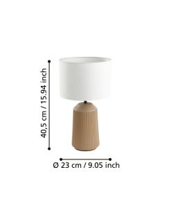 Eglo Lampada da tavolo Capalbio ceramica color sabbia 41 cm E27 40W