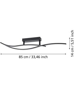 Eglo Grisolia plafoniera LED curva nera 12W 4000K 1500LM 84,9 cm