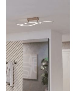 Eglo Plafoniera LED Grisolia 12W 4000K 1500LM Curva Effetto Legno 85cm