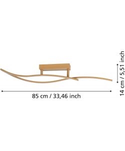 Eglo Plafoniera LED Grisolia 12W 4000K 1500LM Curva Effetto Legno 85cm
