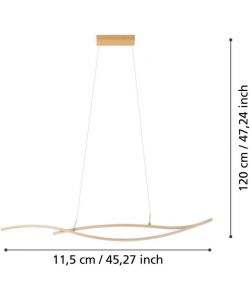 Eglo Lampadario LED Sospensione 140 cm Effetto Legno Luce Bianca Neutra