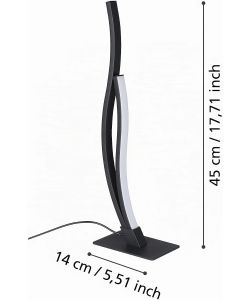Eglo Lampada da tavolo LED 12W nera H 45,5 cm design moderno curvo