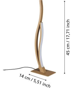 Eglo Lampada da Tavolo LED 12W Curva Marrone Effetto Legno 45,5 cm