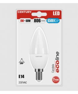 Lampadina a Candela Led Ecoline 8W 6400K