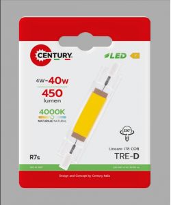 Century Italia Lampadina LED R7S 4W 4000K 450lm 78mm - Luce Bianco Neutro