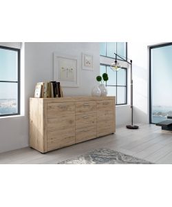 Madia Manuel Sherwood in Legno Rovere - Mobile Compatto 167x41x77 cm - Design Funzionale con Ante e Cassetti