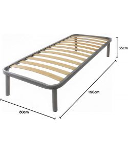 Rete letto ortopedica Marte - Doghe in legno di faggio, Antracite 80x190 cm