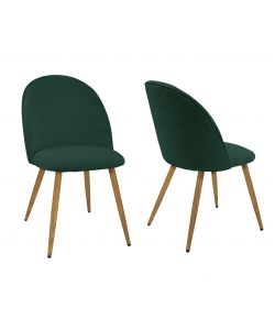 Set 2 sedie da soggiorno in velluto verde