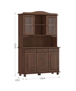 Domo Mea Credenza in Pino Massiccio Scuro - 5 Ante e 3 Cassetti