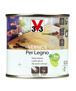 V33 Vernice per Legno Mogano Brillante 250 ml - Protezione Mobili Interni