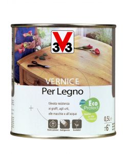 V33 Vernice per Legno - Noce Scuro Brillante - 500 ml