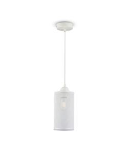 Lampadario LED a Cilindro in Metallo con Portalampada E27 (Max 60W) Colore Bianco Opaco