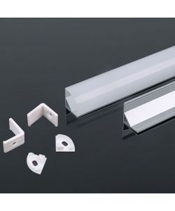 Profilo in Alluminio Angolare Colore Bianco per Strip LED (Max l: 10,5mm) 2000 x 15,8mm