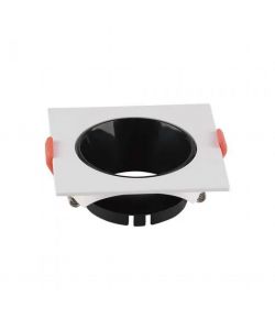 Portafaretto LED da Incasso Quadrato GU10 Corpo Bianco Riflettore Nero