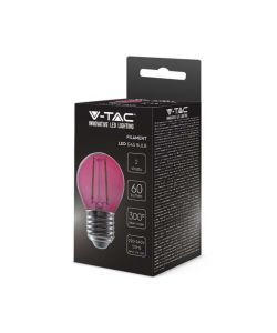 V-TAC Lampadina LED E27 2W G45 Filamento Colore Rosa