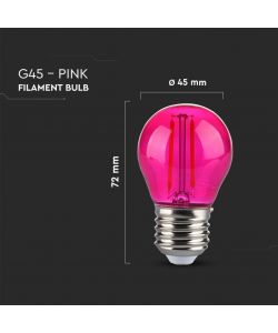 V-TAC Lampadina LED E27 2W G45 Filamento Colore Rosa