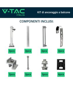 V-TAC KIT di Montaggio Pannello Fotovoltaico da Balcone