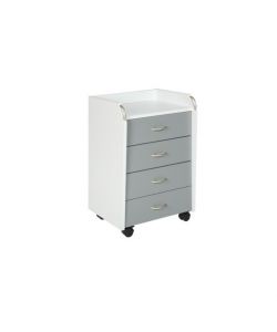Inter Link Cassettiera 4 Cassetti Laminato Bianco/Grigio - Con Ruote - 40x36x64,5H