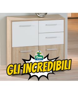 Eboli Mobile 3 Ante e 2 Cassetti Rovere e Bianco 77x30x77 cm