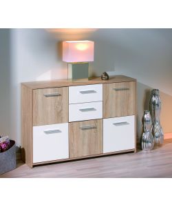 Inter Link Mobile Multiuso Rovere Bianco 5 Ante 2 Cassetti Elvezia - 115x30x77 cm