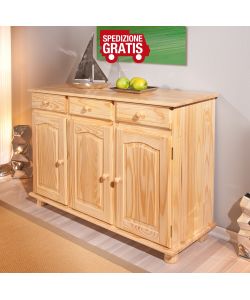 Credenza 3 ante e 3 cassetti 130 x 43 x 87 Naturale Abaco