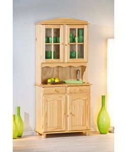 Credenza in Pino Massello Naturale con 2 Ante e Cassetti - 88x198 cm