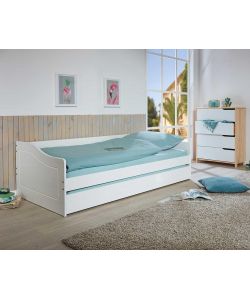 Inter Link Malte Divano Letto 90x200 Bianco - Divano Letto con Cassone Estraibile - Pino Massello