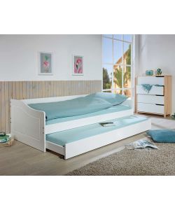 Inter Link Malte Divano Letto 90x200 Bianco - Divano Letto con Cassone Estraibile - Pino Massello