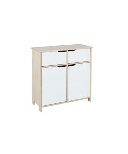 Gudjam Mobile Moderno 2 Ante e Cassetti in Legno Massello Bianco 80x40 cm