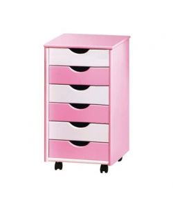 Inter Link Cassettiera 6 cassetti Bianco/Rosa - 36x40x65 cm