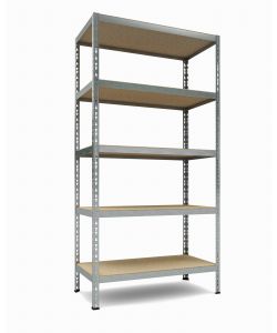 TKT Scaffale in Metallo Grigio con Base in Legno - 5 Ripiani, 175Kg per Ripiano