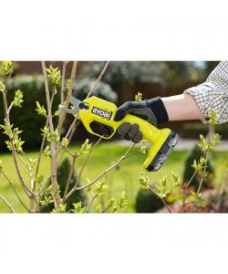 Ryobi Cesoia a Batteria 18V - Forbice Elettrica Leggera per Potatura - Tagli Precisi, Acciaio Temprato, Caricabatteria e Fodero Inclusi