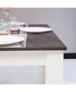 Tavolo da pranzo Pepper bianco e cemento scuro - 110x75x75H cm