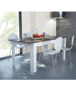 Tavolo da pranzo Pepper bianco e cemento scuro - 110x75x75H cm