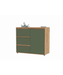 Domo Mea Madia Kitwood Verde e Rovere - Madia Melaminico 100x40x82 cm