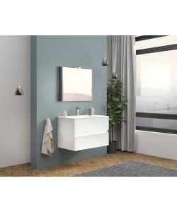 Savinidue Composizione Bagno Easy Bianco Lucido - Mobile Sospeso con Lavabo Ceramica