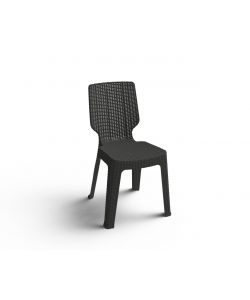 Sedia T-Chair Resina Effetto Rattan Colore grafite - Misura 39x48x68h cm - Impilabile - Keter