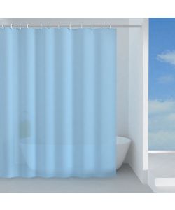 Tenda doccia azzurra in tessuto