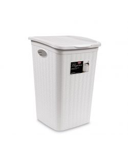 Stefanplast Portabiancheria Elegance Bianca - Design Intrecciato 50L - 37x38x54,5h cm