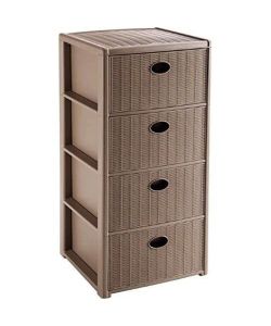 Stefanplast Cassettiera Elegance Tortora 4 Cassetti 40x40x80 cm - Design Intreccio - Contenitore Pratico e Funzionale