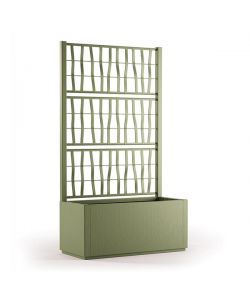 Stefanplast Fioriera Ethica Ret Verde Oliva 80x36 cm con Spalliera Grigliata