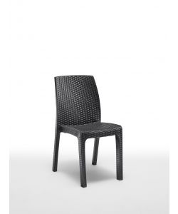 BICA Sedia da Giardino Verona Effetto Rattan Antracite - Elegante e Resistente - Design Moderno per Esterni - 49 x 53,5 x 45,5 cm