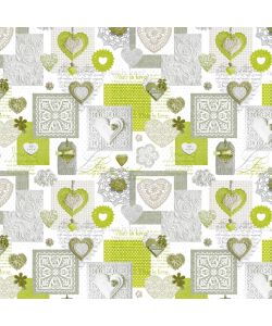 Tovagliato in Pvc impermeabile al metro love verde