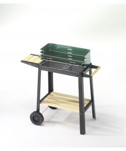 Ompagrill - Barbecue a Carbonella 50x25cm con Carrello Verde