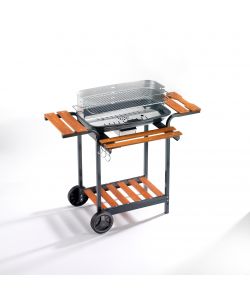 Ompagrill - Barbecue a carbone con carrello e griglia regolabile