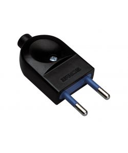 Spina 10A 2P Uscita Cavo Assiale con Fermacavo Nero